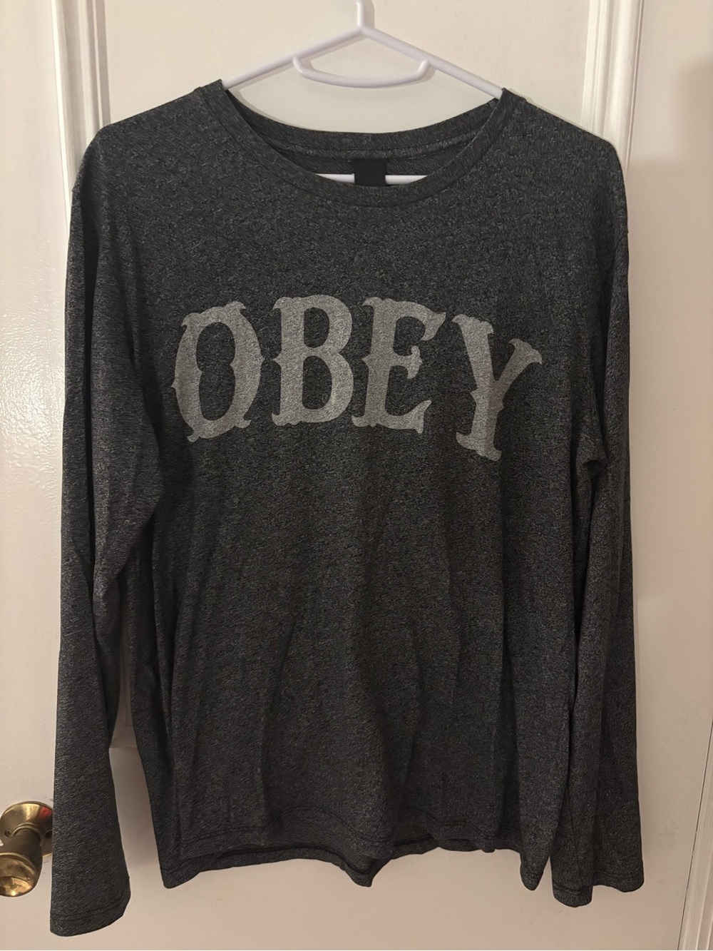 Obey Dark Heather Gray Crewneck Sweatshirt with OBEY Logo